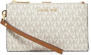 Jet Set Double Zip Wristlet, Gold-Tone Hardware/Vanilla
