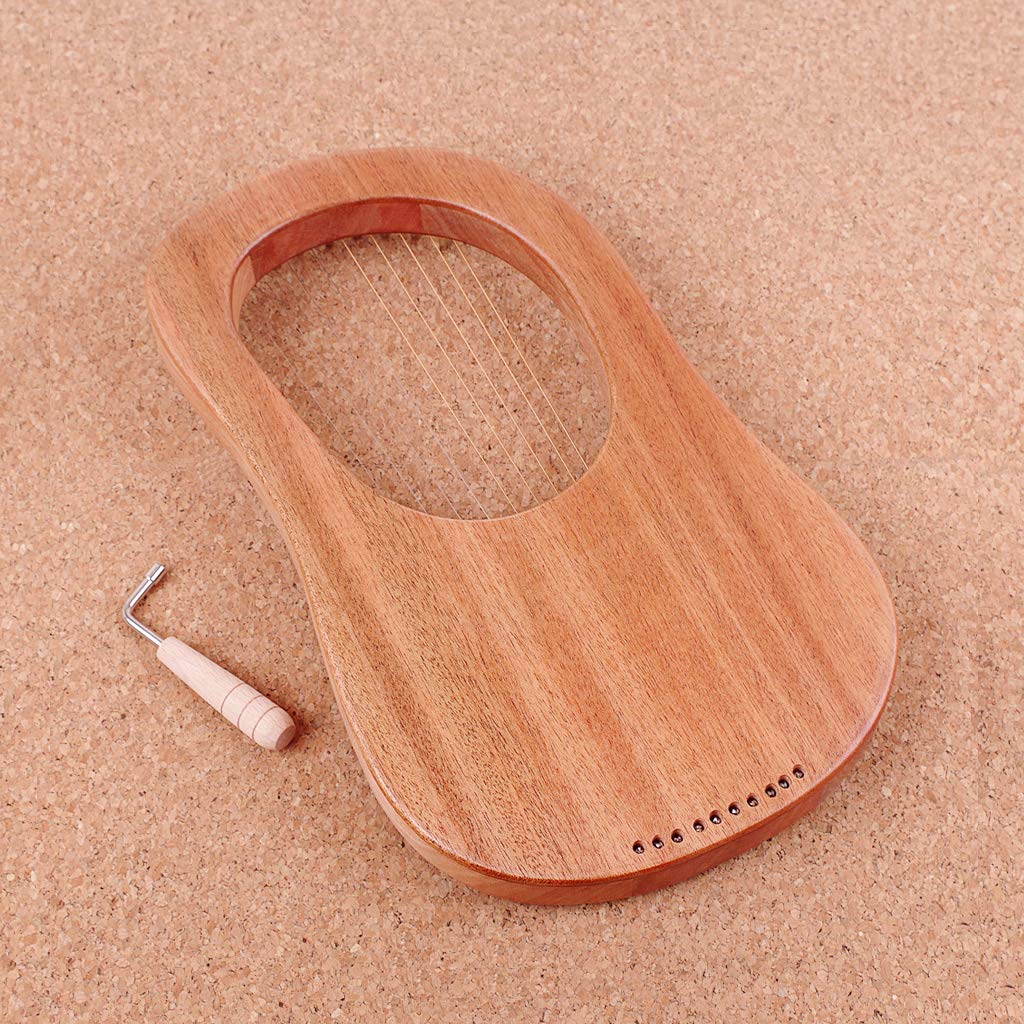 Alnicov Lyre harpe 10 cordes portable avec clé d'accord instrument de musique à cordes
