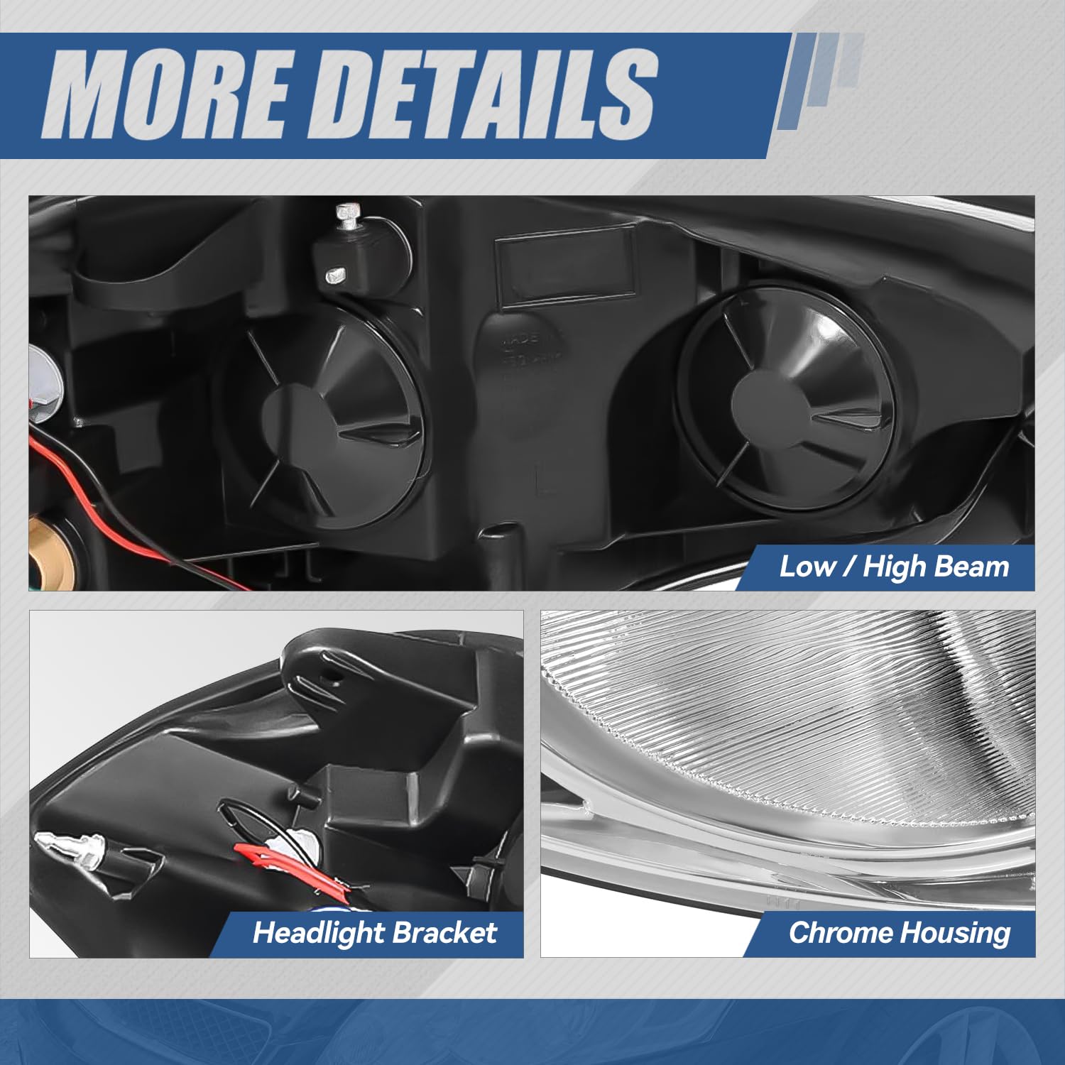 Headlights For Chevrolet Monte Carlo Chrome Headlight & Amber Corner Signal Assembly For 2006-2016 Chevy Impala/Monte Carlo H9 H11 Halogen Headlight