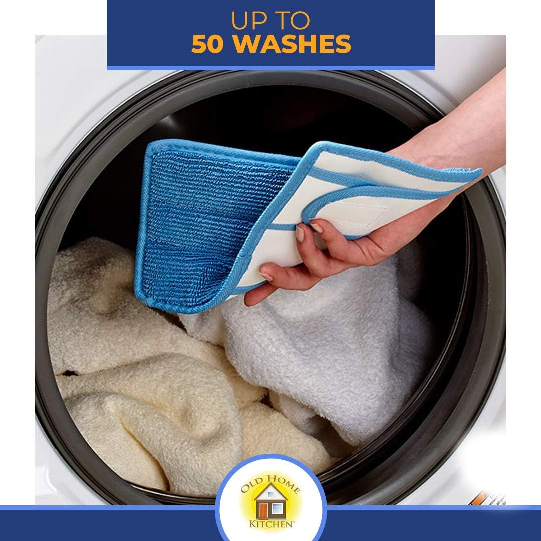 Microfiber Reusable Mop Pad | Durable Machine Washable Floor Cleaning Pads | Swiffer Compatible Dry Mop Pads (6 Pack)