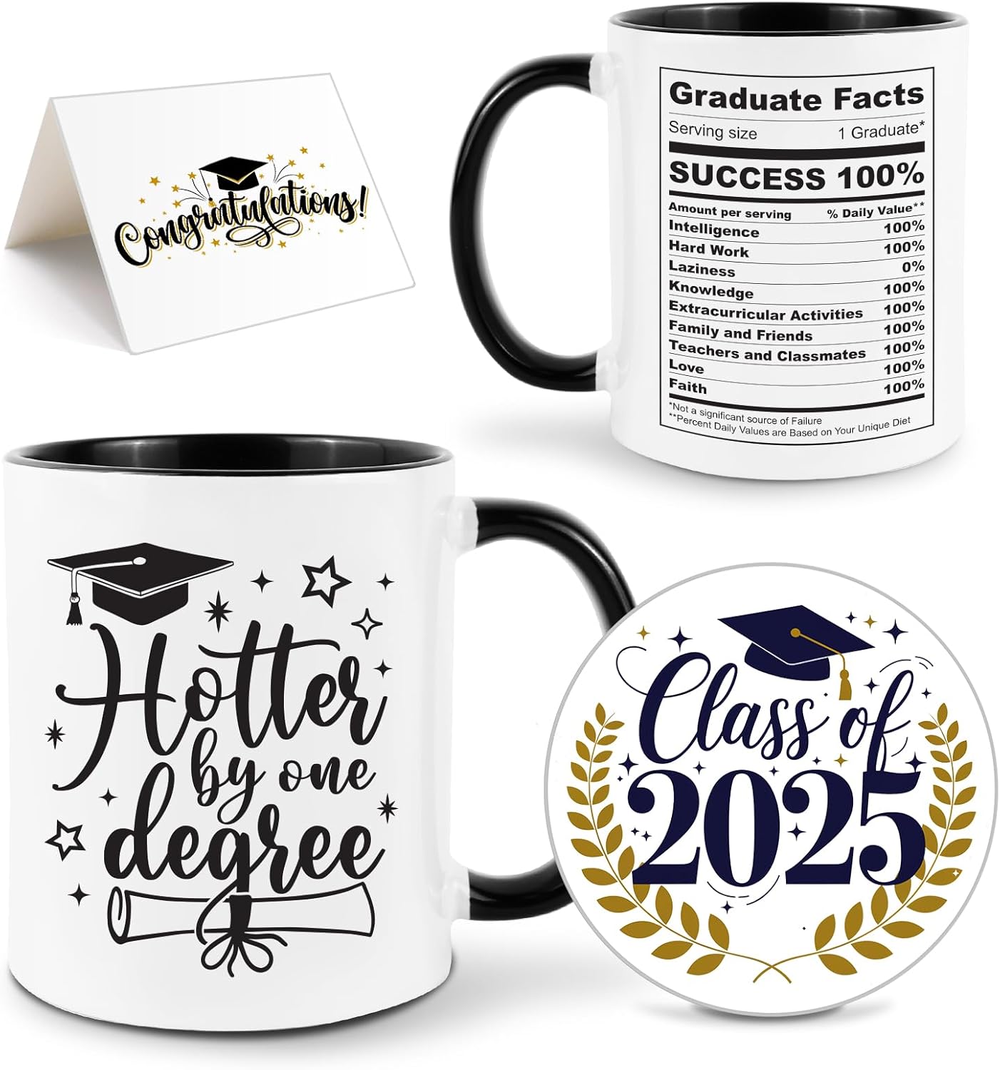 2025 Graduation Gifts for Her or Him, 11Oz Mug with Class of 2025 Coaster, Funny College Maters Degree PhD Graduation Gifts or Decorations for Women Men Daughter Nurse Boyfriend Girlfriend