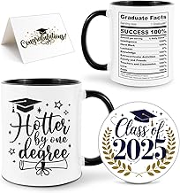 كوب سعة 310 ملليلتر مع قاعدة أكواب تحمل شعار دفعة 2025، ديكورات تخرج مضحكة لطلاب الجامعة وطلاب الدكتوراه لنساء ورجال وابنة وممرضة وصديق وصديقة، قطع تقديم تذكارية لتخرج النساء والرجال من لينجدير