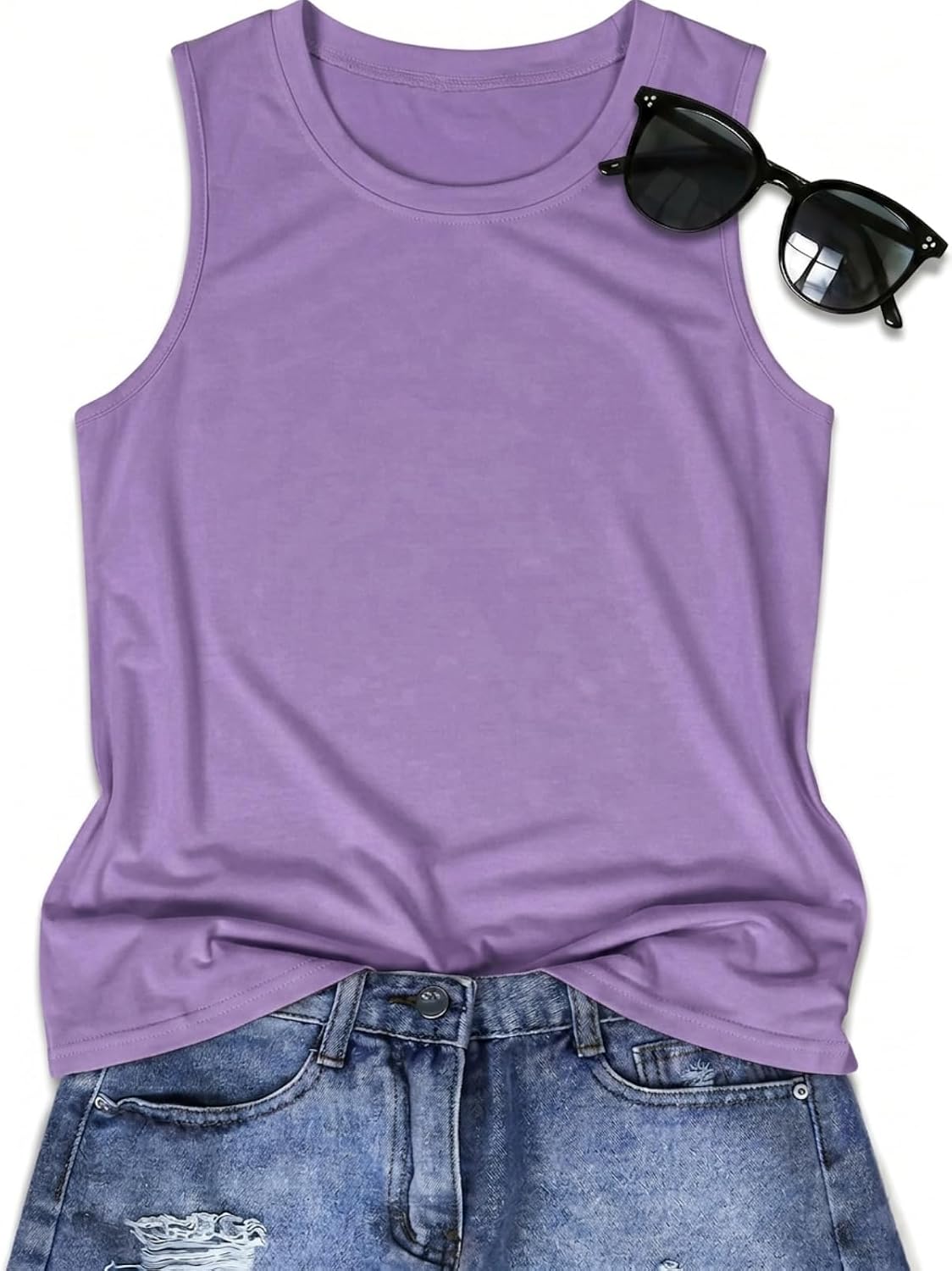 JILUVIN Tank Top for Women Sleeveless Summer Crewneck Casual Graphic Loose Fit Tunic Top 2026