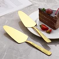 Vista 5 de Gold Cake Pie Servidor de pastel de pizza de acero inoxidable de 9.3 pulgadas, juego de 3, juego de servir pasteles con patrones de moda, apto