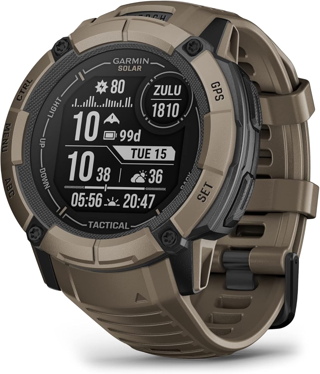 Garmin Instinct 2X Solar - Tactical Edition, Rugged GPS Smartwatch, Built-in Flashlight, Ballistics Calculator, Solar Charging Capability, Coyote Tan : Electronics
