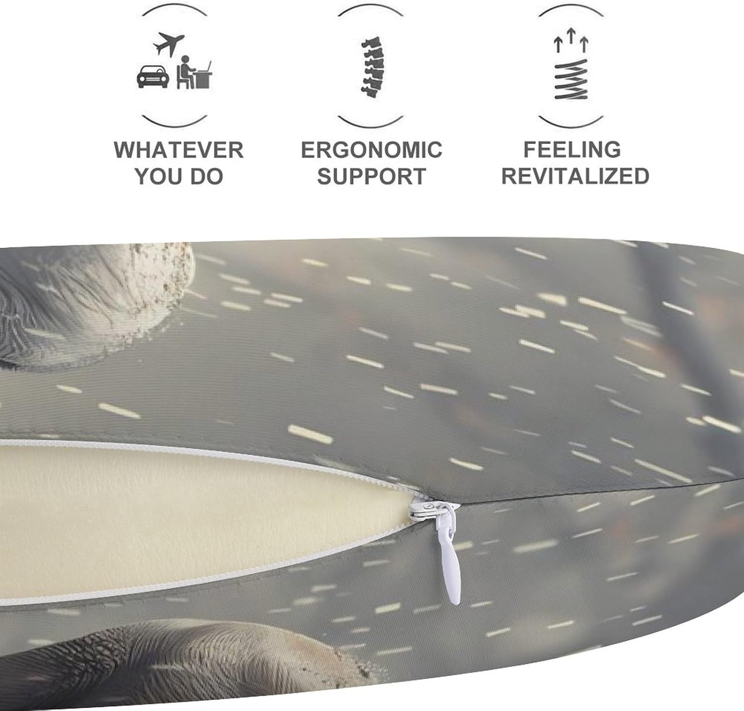 Elephant Family in Rain Funny Travel Pillow U Shaped Memory Foam Neck Pillows Portable for Flight Car Home Office