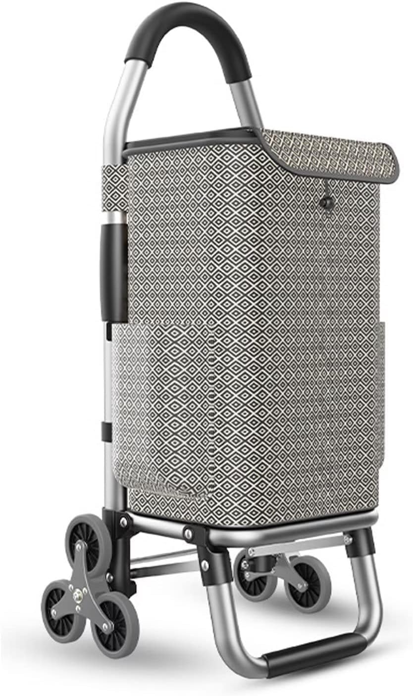Mobile Tool Trolley 6-Wheel Aluminium Lightweight Shopping Trolley, Capacity 36 litres.(Checkerboard)