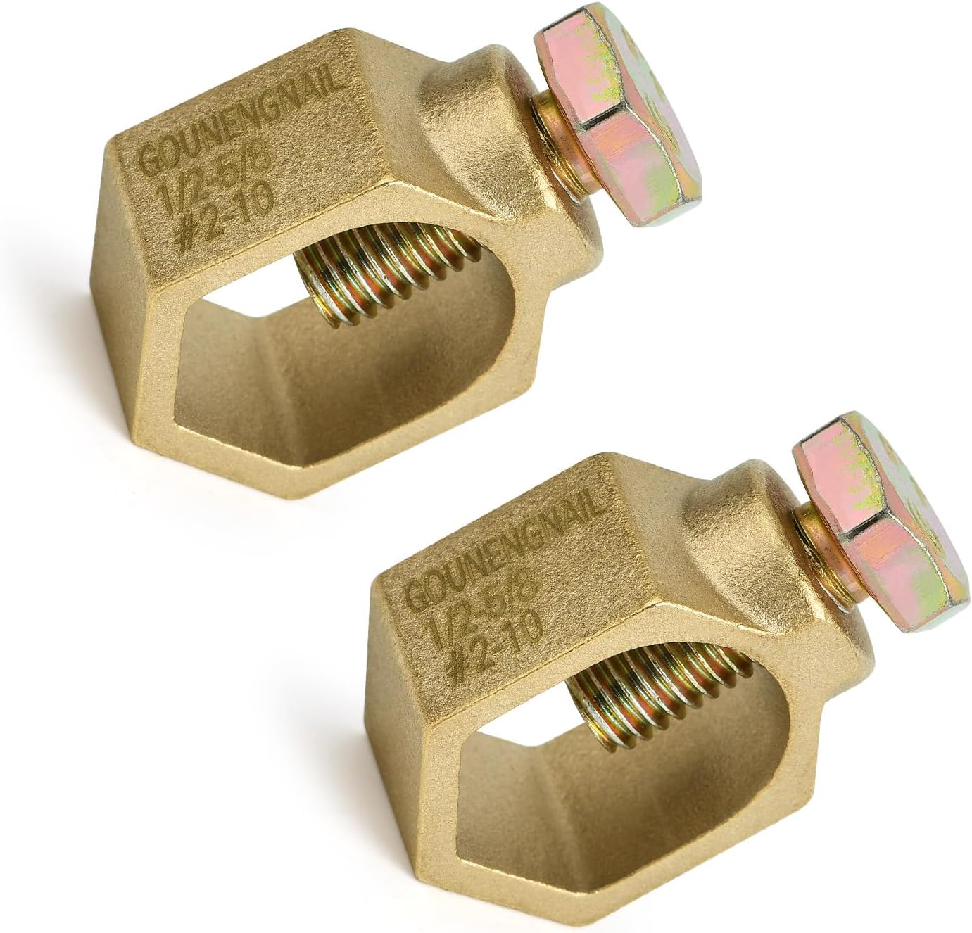 Copper Ground Rod Clamp, Great for 1/2”- 5/8’’ Grounding Rods (2, CP58 (1/2''-5/8''))