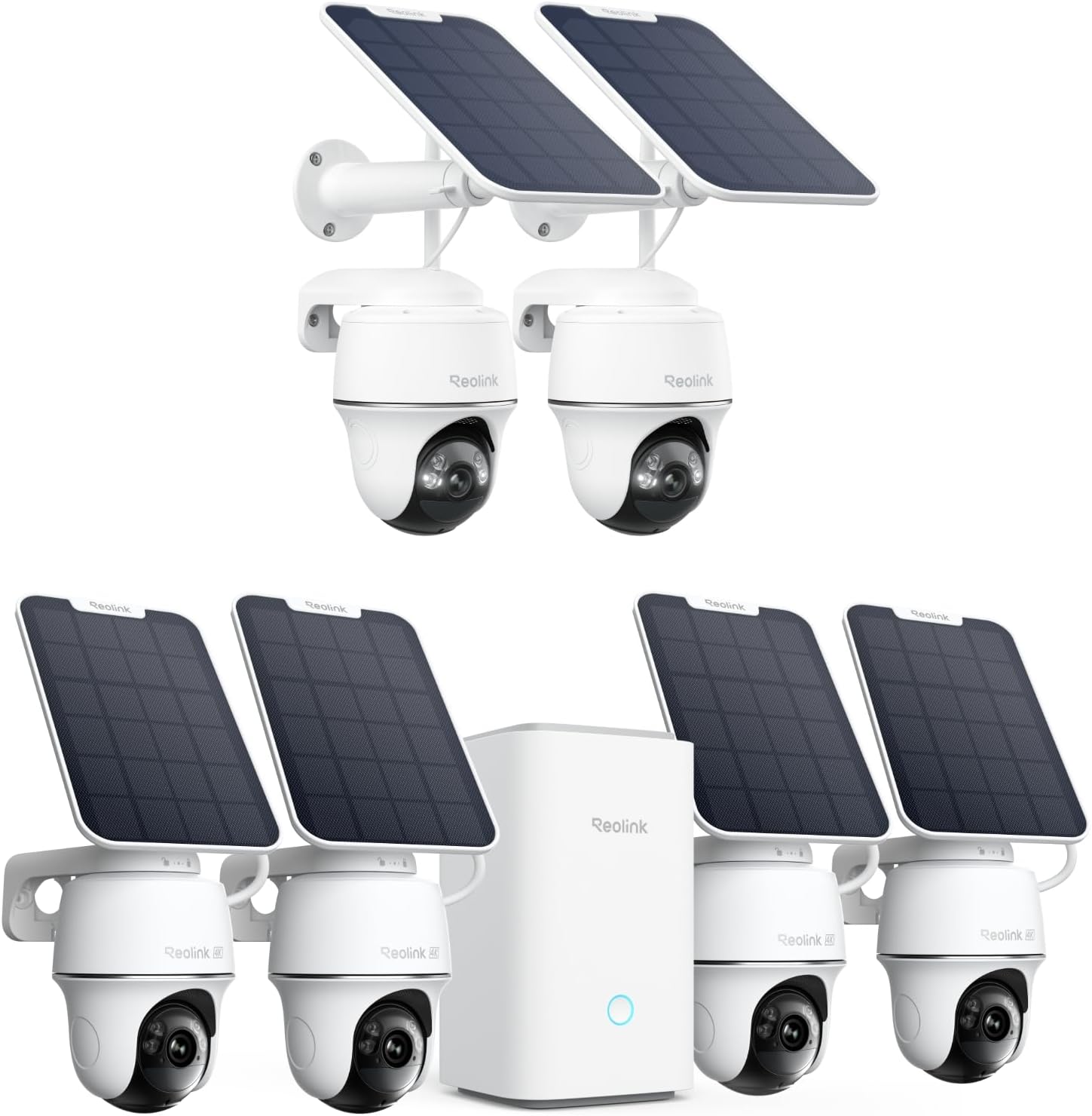 REOLINK Argus PT & Argus PT Ultra 4-Cam Security Bundle, Solar Camera Outdoor Wireless, 5MP 2K+ & 8MP 4K Pan-Tilt, 360° 
