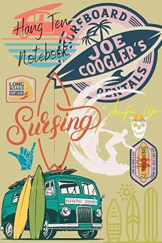 Hang Ten Surf Notebook Vintage Surf Themed Journal for Recording Your Waves