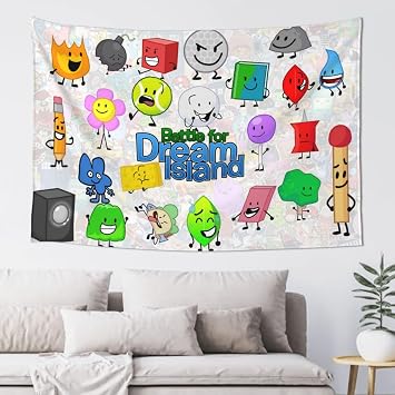 Obpoewk Bfdi-Battle for Dream-Island Tapestry Wall Hanging Home Decoration Wall Blanket Dormitory Living Room Bedroom Backdrop Poster60x40inch, Black