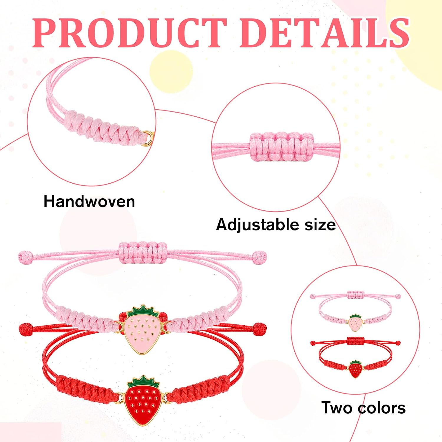 24 Pcs Strawberry Bracelet, Strawberry Party Favors Pink and Red