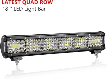 OFFROADTOWN 18Inch LED Light Bar Bumper Driving Lights Quad Row Spot Flood Combo Off Road LED Light Waterproof Fog Lights for Truck Pickup SUV UTV ATV Boat