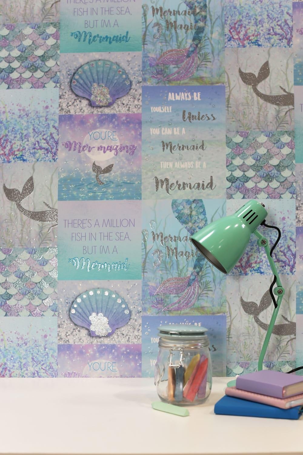 Arthouse Wallpaper, Mermaid Mermazing Ice Blue Glitter, Full roll, 698304