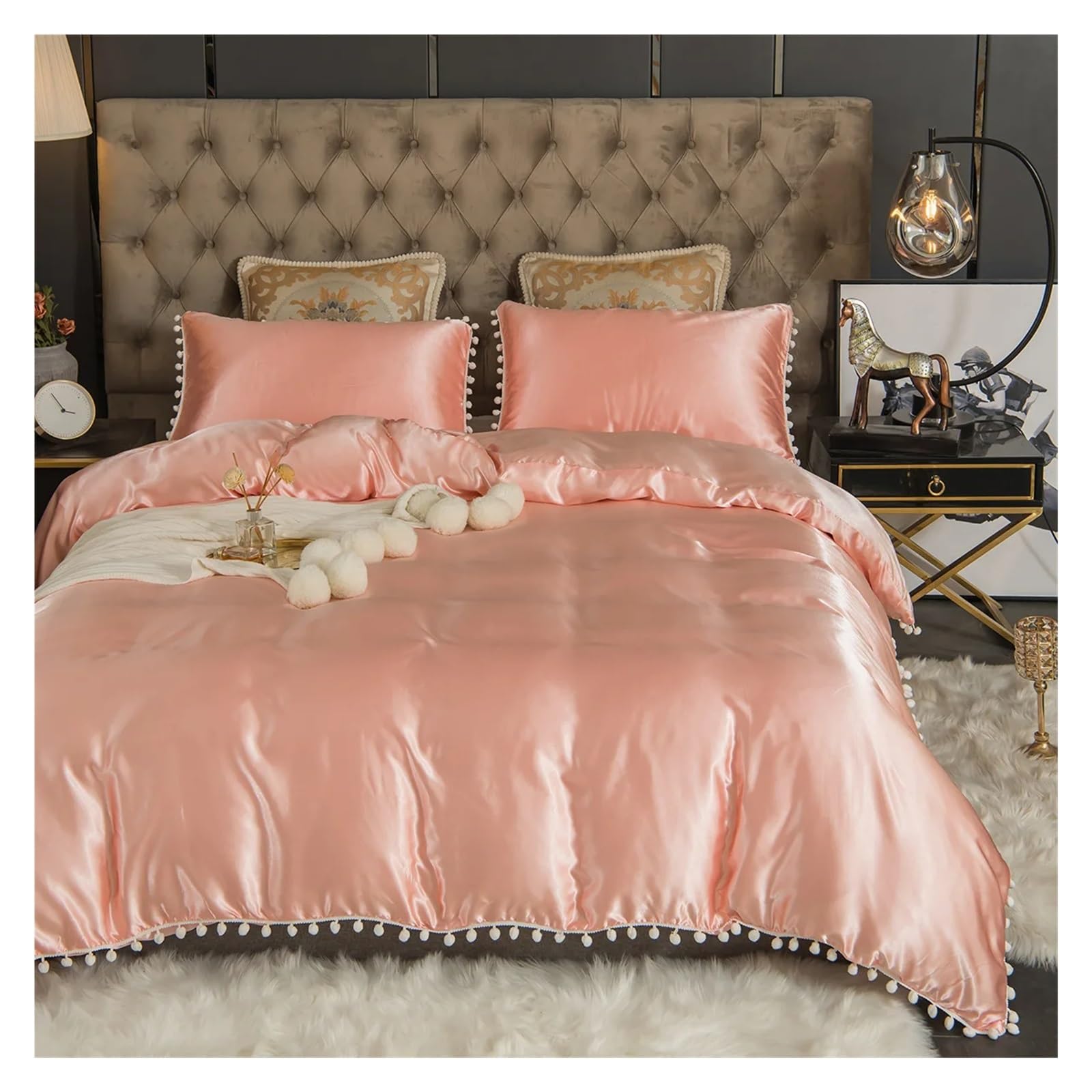 Parure de lit 3 pièces chic avec petites boules | Housse de couette et taies