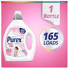 Purex Baby Laundry Detergent Liquid, Ultra Concentrated, 82.5 fl oz, 165 Loads, Hypoallergenic, Dye Free, Gentle on Skin
