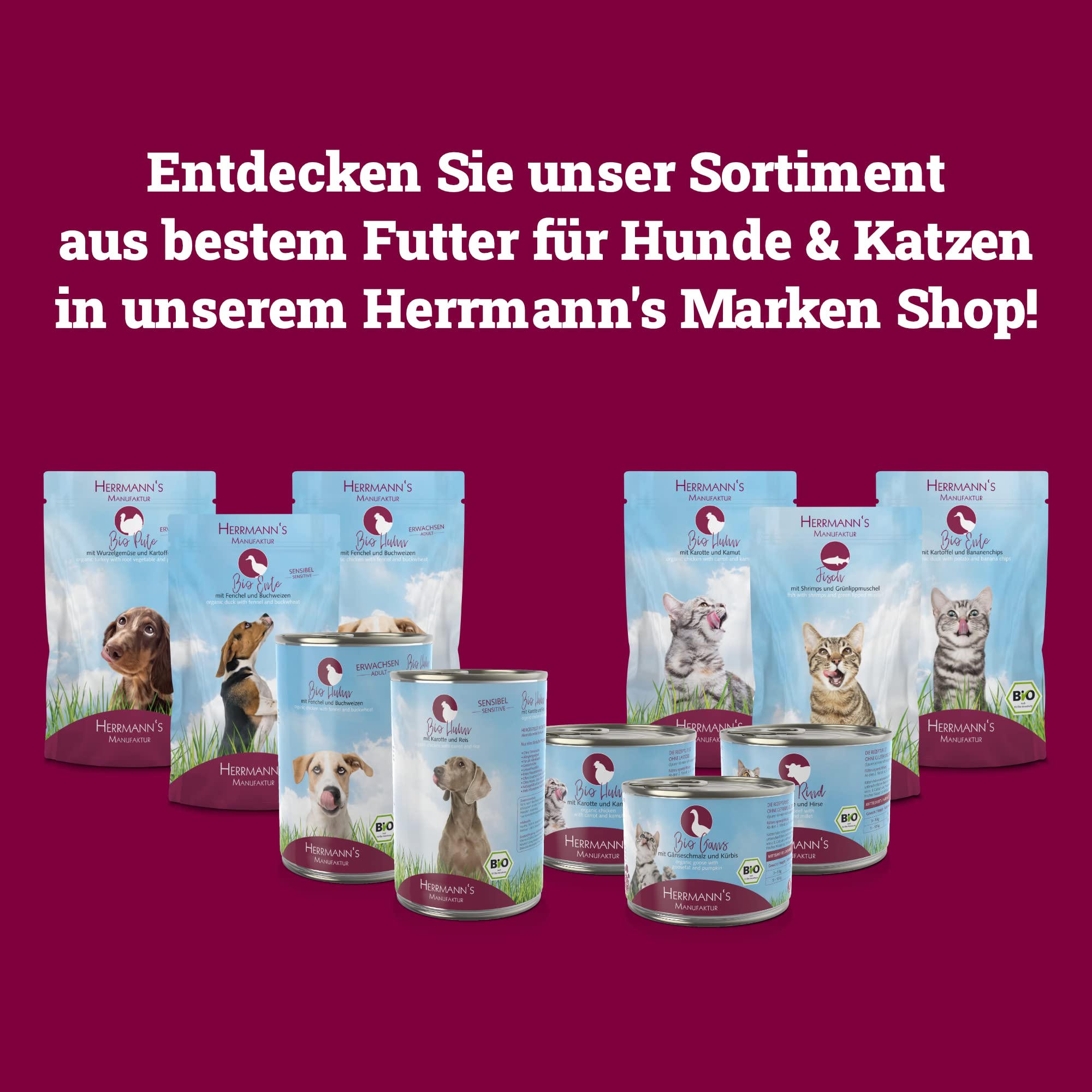Herrmann´s Manufaktur Ziege für Sensible Hunde - Hundefutter nass mit rote Beete und Hirse - Alleinfuttermittel für Hunde - Gute Verträglichkeit - glutenfrei laktosefrei (6 x 800 g Dose)