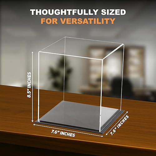 Vista 427 de Better Display Cases Versátil vitrina de acrílico transparente - Caja rectangular grande con base blanca 18" x 12" x 3" (BK09)