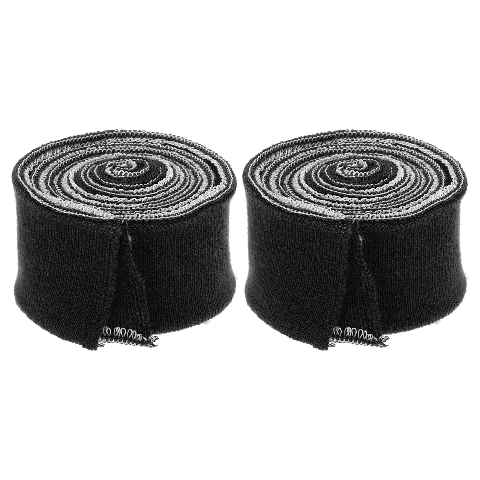 Rebower 3.5cm x 80m Elastic Cuffs for Sewing Knitted Ribbed Cotton Fabric Sleeves Waistband Ribbed Trim, [for Cloth, DIY Craft] - Black/ 2pcs