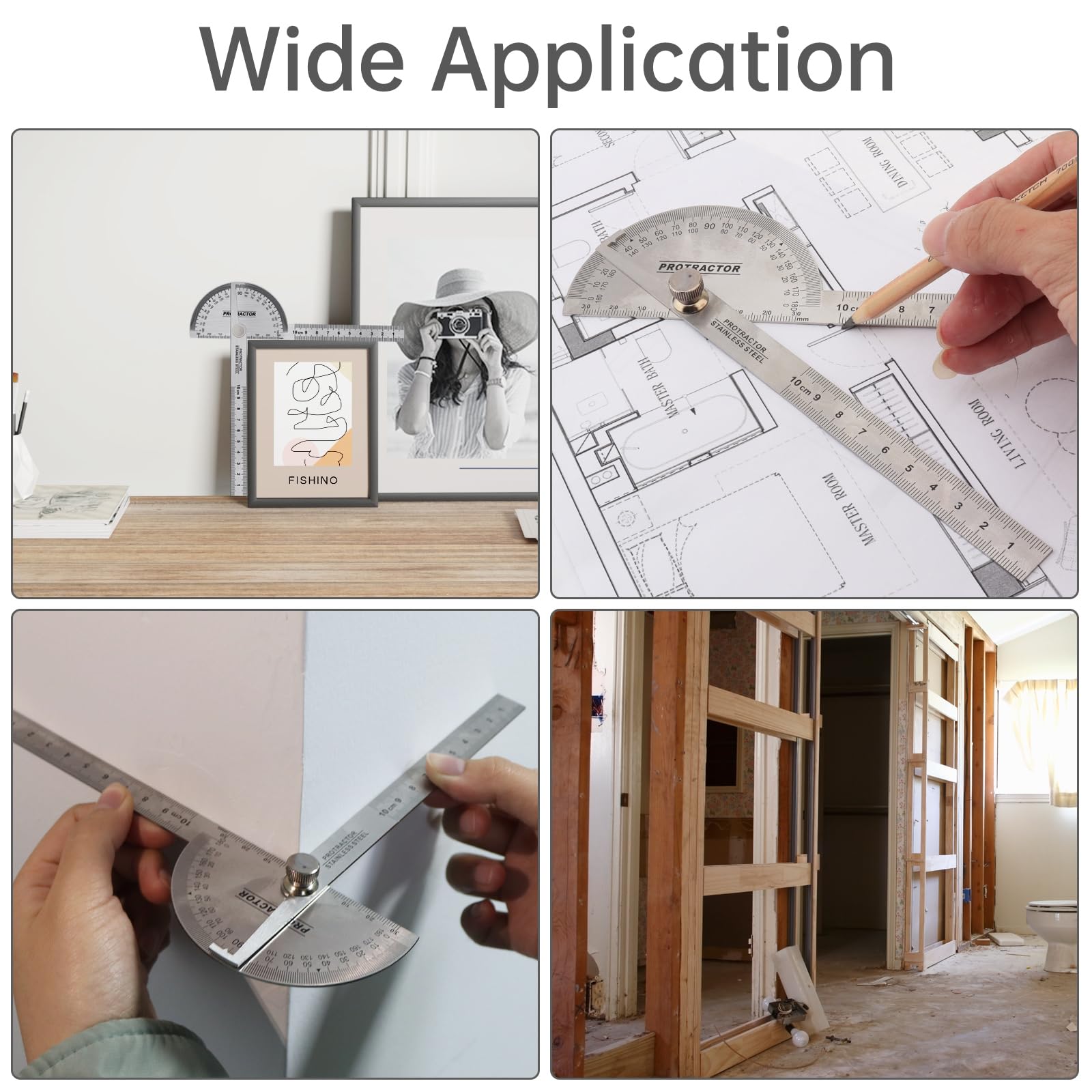 Rapporteur d'angle, 0 à 180 ° degrés en acier inoxydable 30 cm Règle de recherche d'angle à deux bras, règle de travail du bois, outil de mesure d'angle, rapporteur d'ingénieur pour la peinture