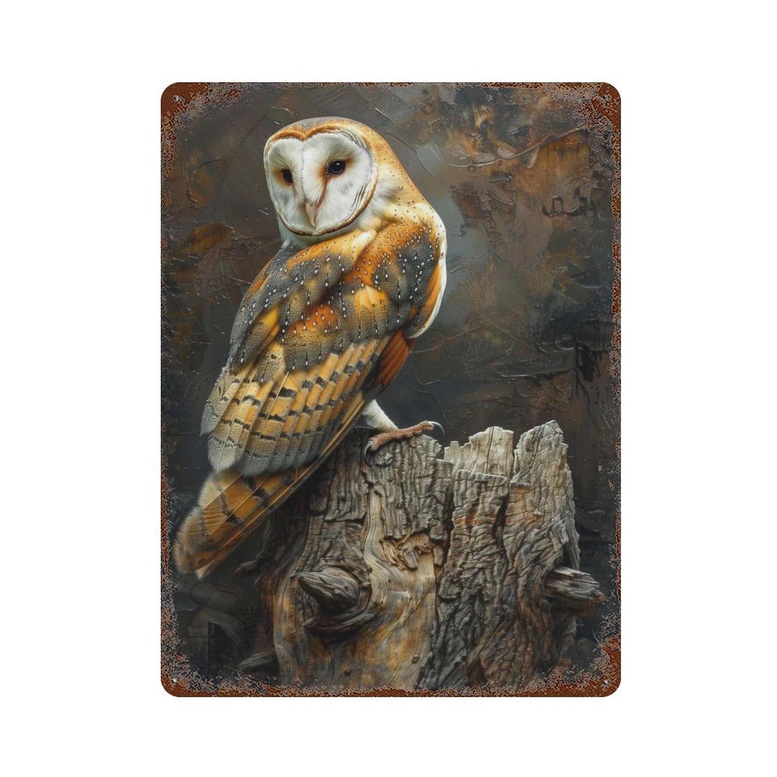 Cute Owl Bird Retro Metal Sign 15.7"x11.8", Farmhouse Wall Decor for Garage, Pub Or Kitchen