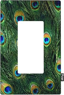 Peacock Single Rocker Wall Plate Vivid Peacock Feathers Decorator Rocker Switch Plate Decorative 1 Gang Lightswitch Cover Home & Office