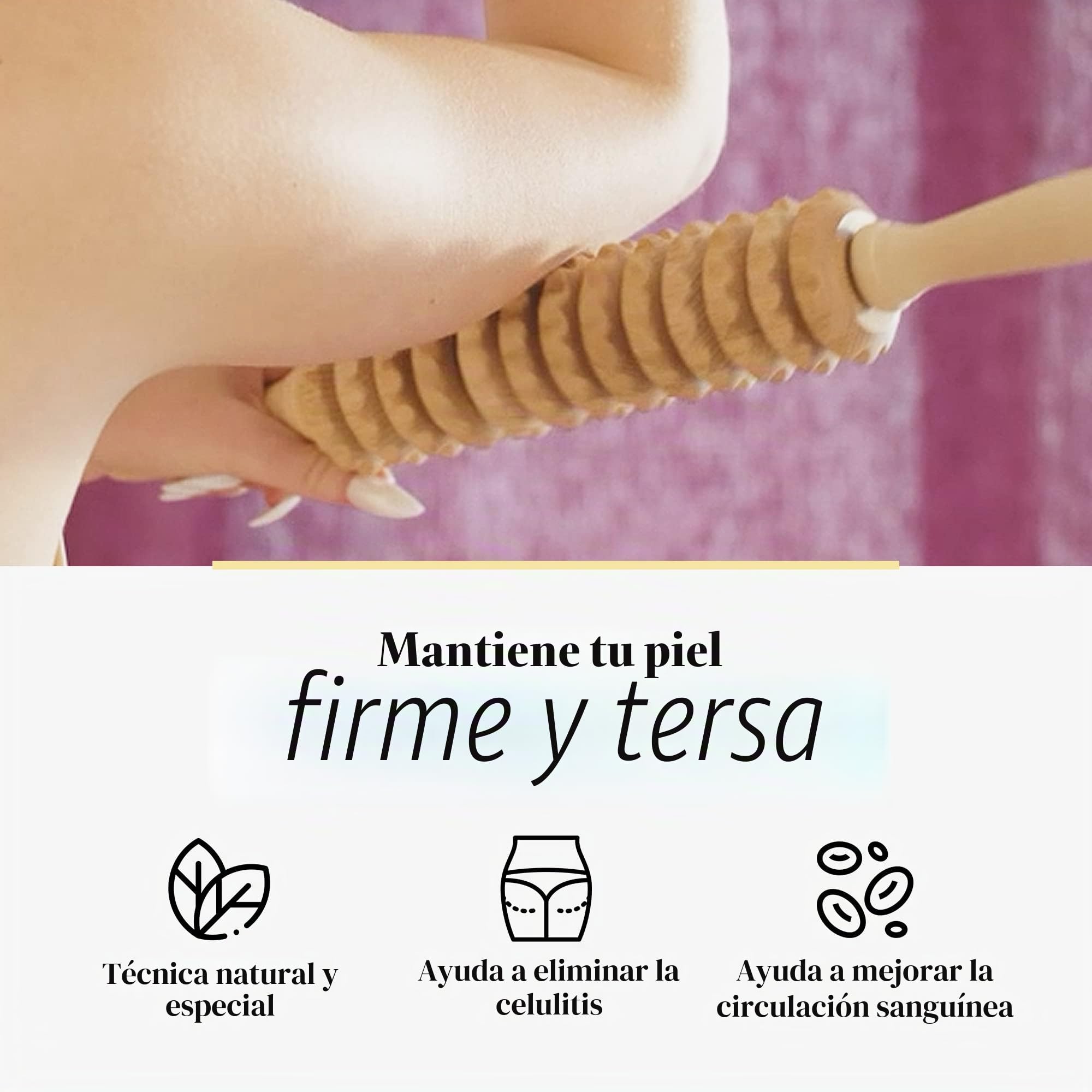 Tuuli Accessories Anti Celulitis Masajeador Rodillo Aparato Anticelulítico para Masaje del Cuerpo Maderoterapia Madera 40 cm