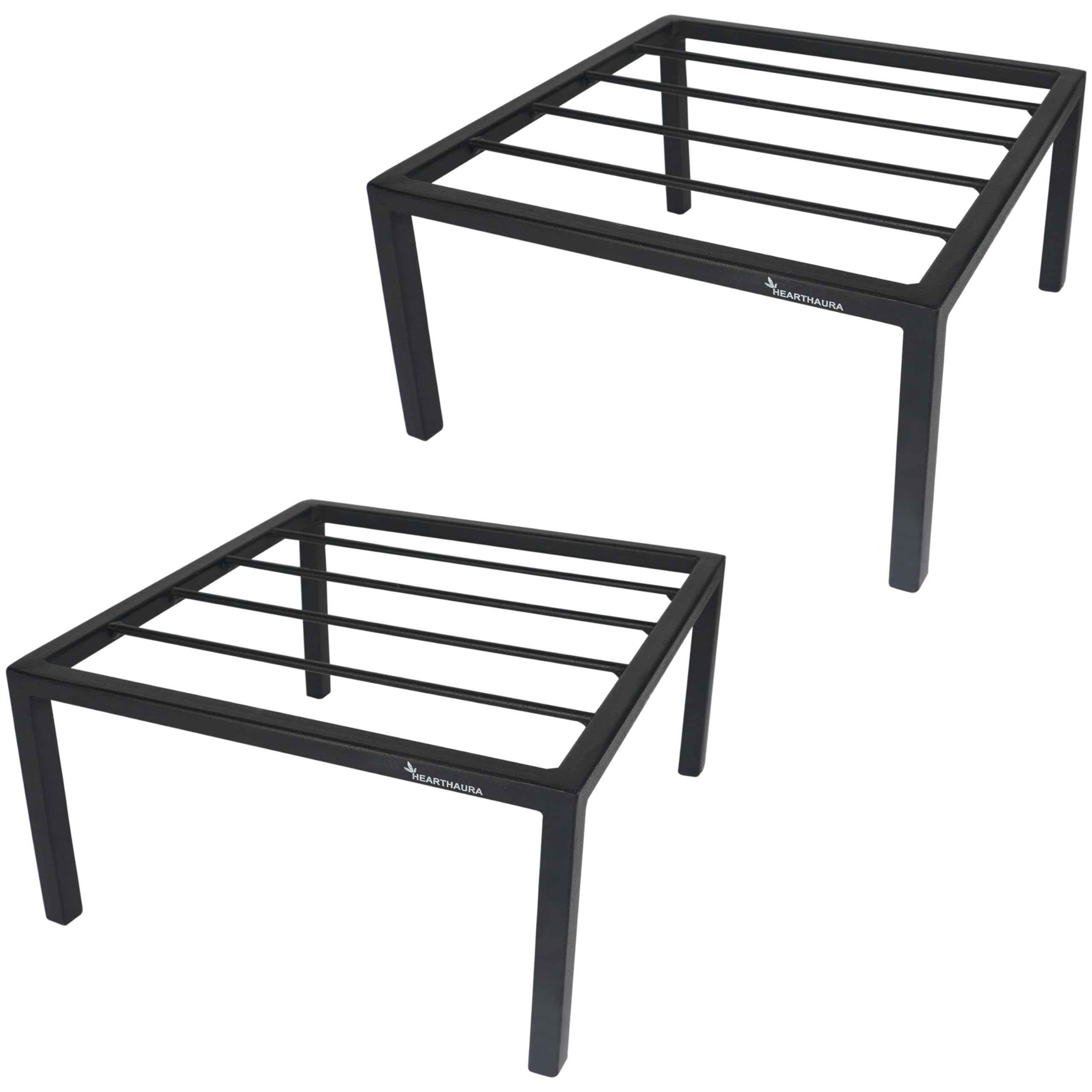 HEARTHAURA Premium Plant Stand (Set of 2) Plant Stand for Balcony Rust Proof Metal Plant Stand for Indoor/Outdoor/Living Room with PU Powder Coating (Square Black) (B0D11N4GKN) Amazon Price History, Amazon Price Tracker