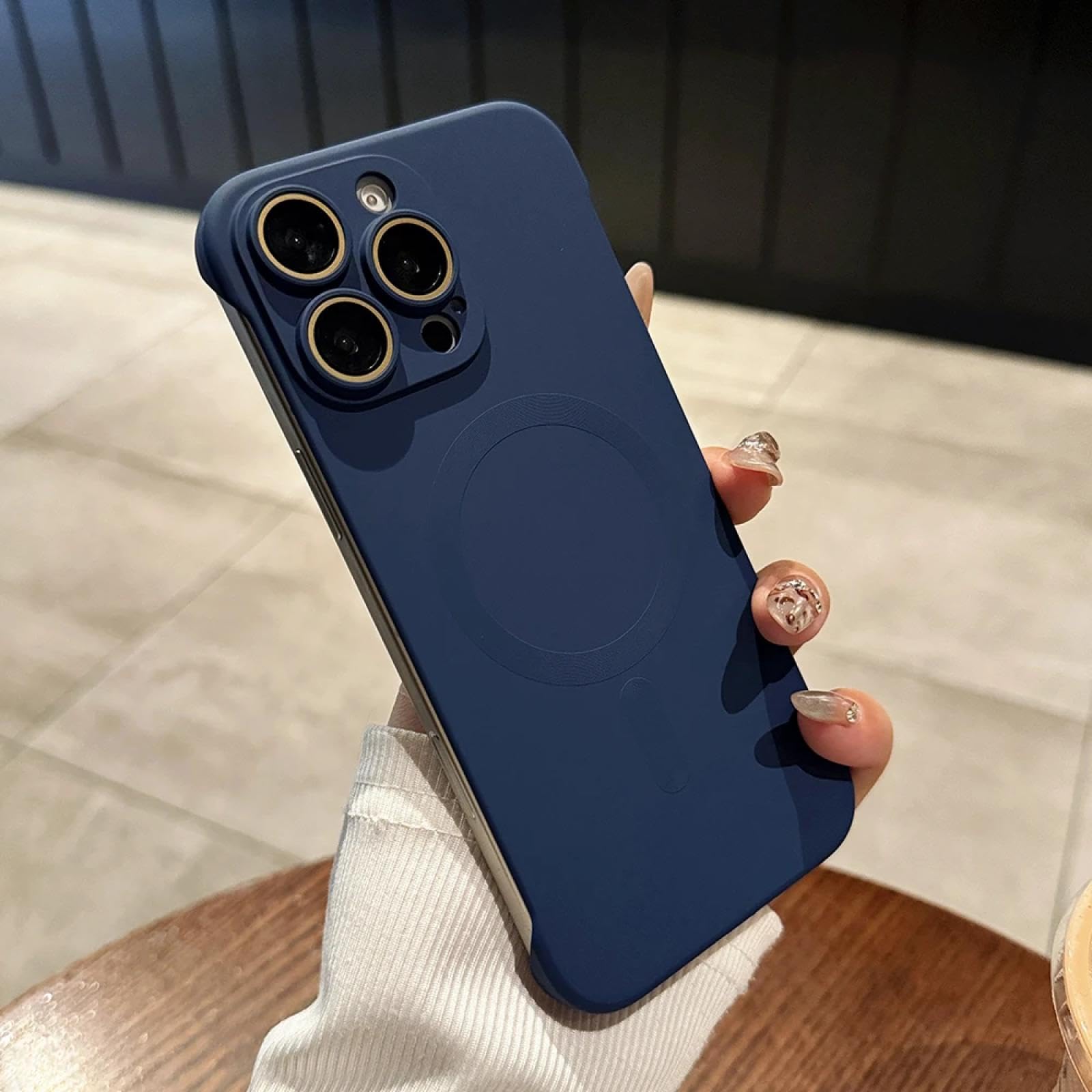 Coque magnétique iPhone 13 ultra fine polycarbonate rigide mat bleu - 7