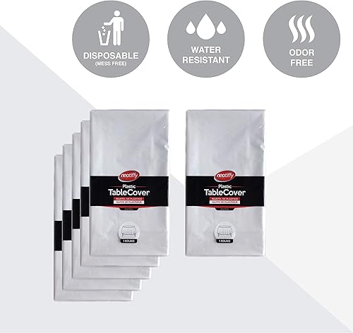 Miniatura 2 de Neatiffy Paquete de 6 manteles redondos desechables de plástico de 84 pulgadas, para picnic, campamento, fiesta, banquete. Mantel para mesas