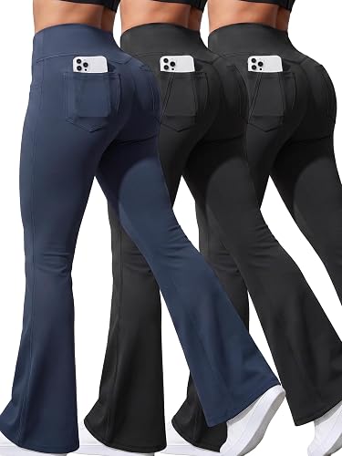 High-Waisted Wide-Leg Yoga Pants, Flare Leggings with Pockets