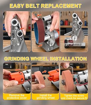 3-in-1 Mini Belt Sander for Wood - 7-Speed Adjustable Bench Sander