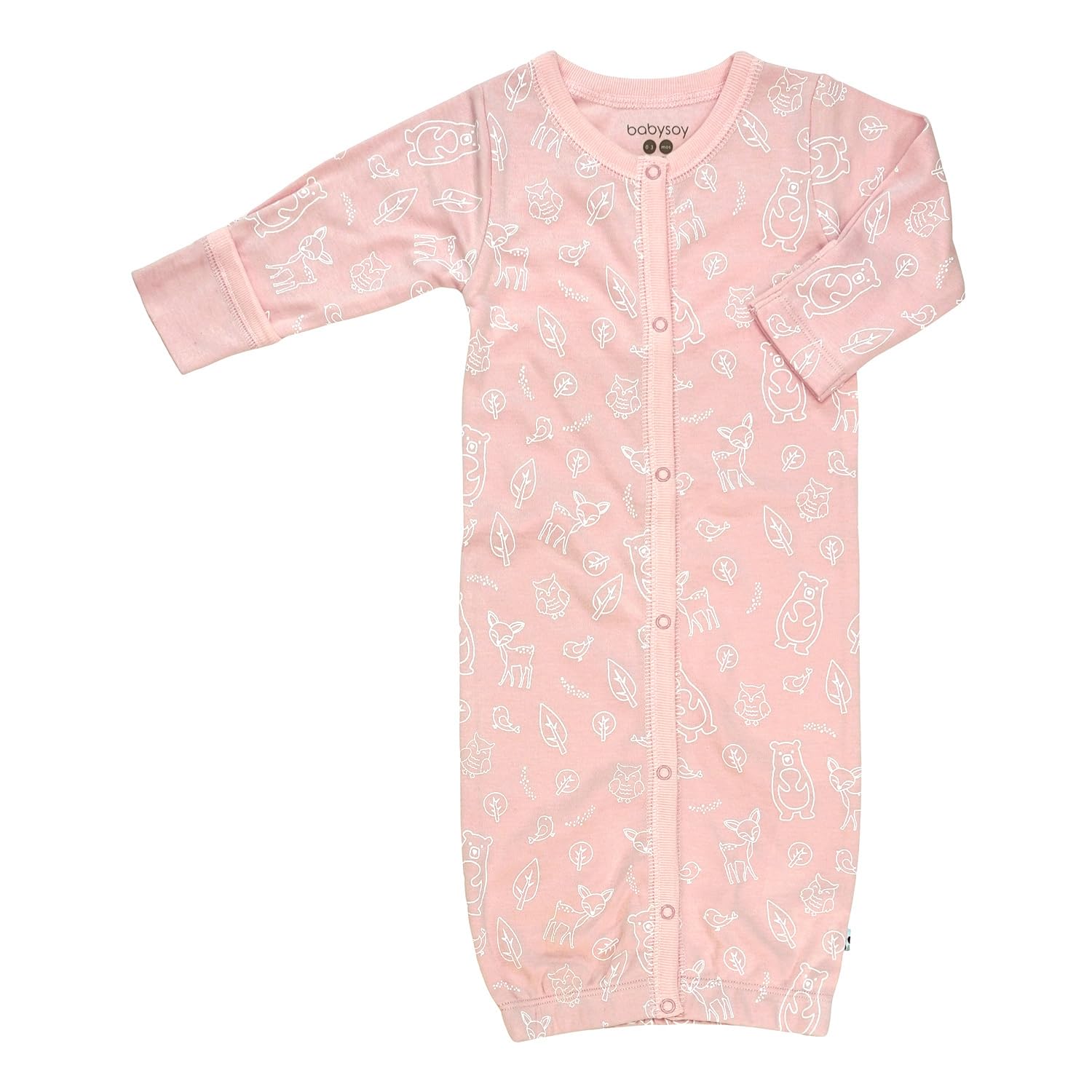 Babysoy Unisex Baby Long Sleeve Gown Sleep Sack, Ultra Soft Nightgown, Newborn Reversible Mittens