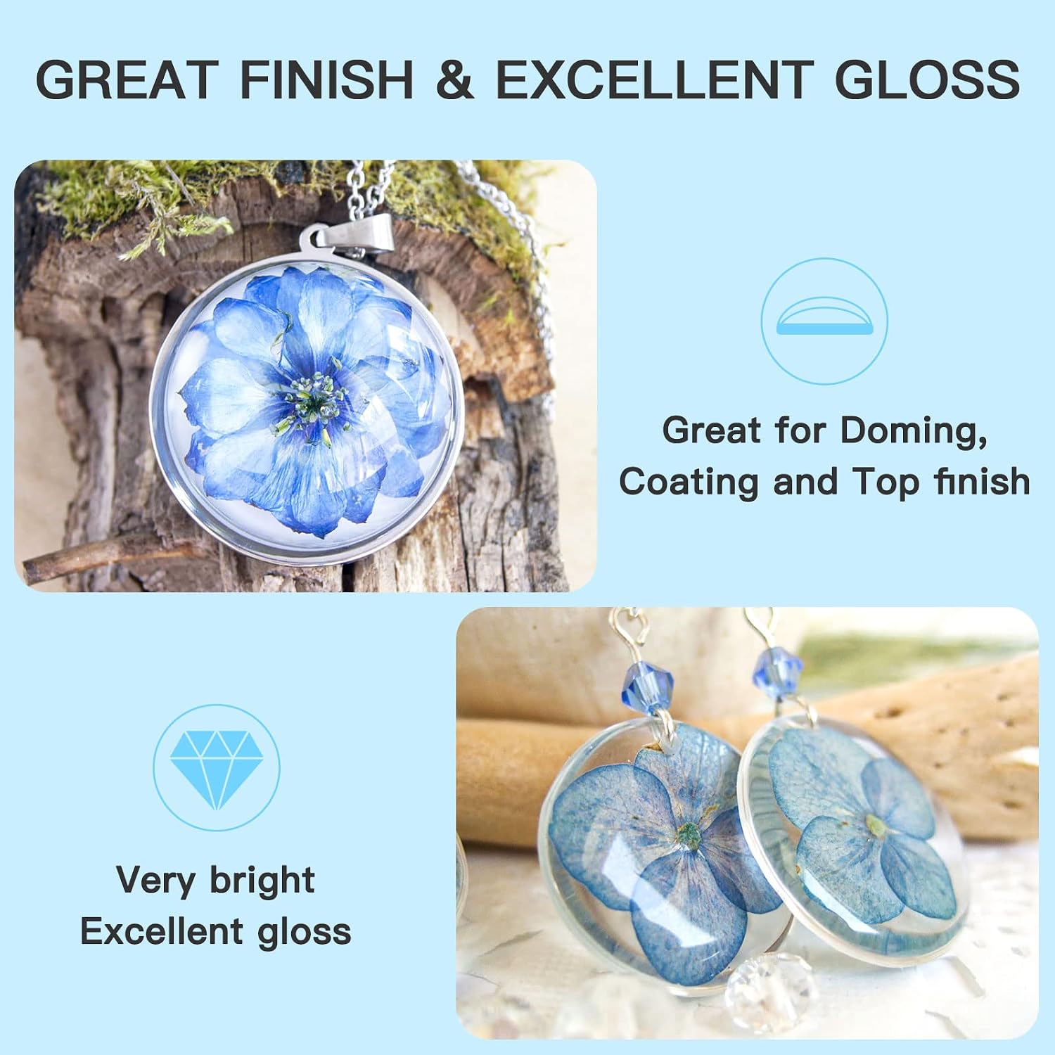 JDiction UV Resin; 500g High Viscosity Hard Resins with Crystal Clear Thick UV Resin Kit for Doming, Coating, Sealing and Jewelry Casting