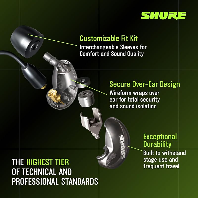 Shure SE215 PRO Wired Earbuds, Professional Sound Isolating Earphones with Clear Sound, Deep Bass, Secure in-Ear Fit, Carrying Case, Black (SE215-K) image 5