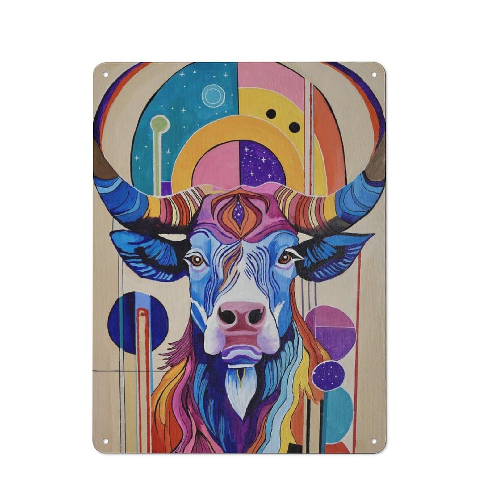Junmoney Style-4 Vintage Tin Sign 40X30cm With Halo Of Horns For Garage Or Workshop, For Metal Sign Collectors, For Cafés, Pubs And Restaurants