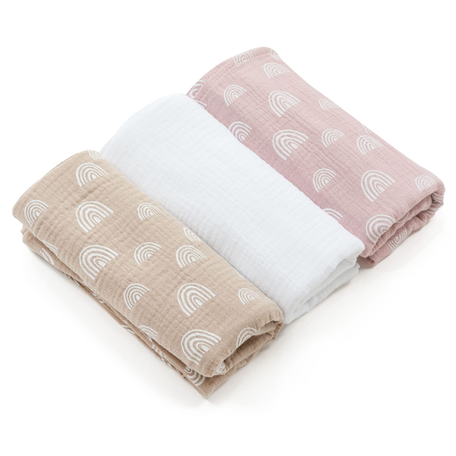 Bellochi Juego de 3 Muselina Bebe Gasas para Bebes - Paños Multifuncional para Bebes - 100% Muselinas Bebe Algodón Natural - 60x80 cm - Rainbow