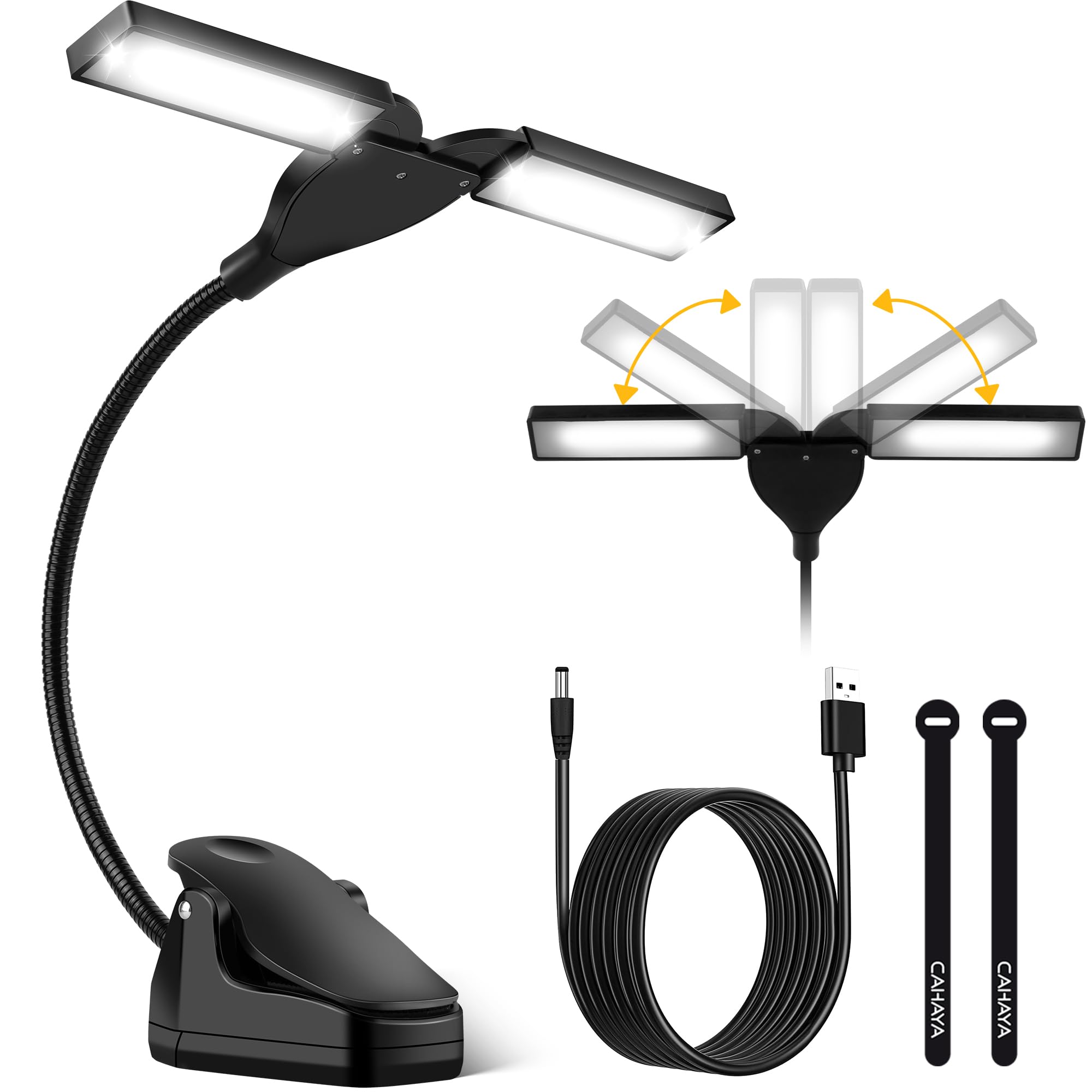 CAHAYA Lámparas Para Atril LED Con Botón Táctil Lámpara de Lectura de 28 LED Con Pinza 3 Modos de Temperatura de Color Cuello de Cisne Giratorio 360° Luz Para Libros
