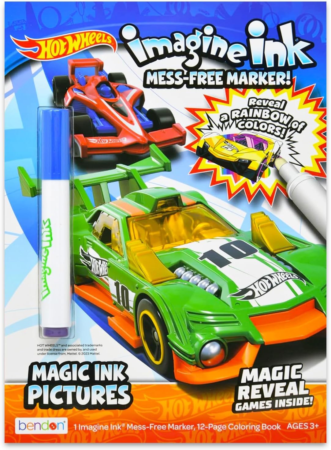 Hot Wheels Imagine Ink Coloring Super Set - Bundle with 3 Racecar Imagine Ink Mess-Free Coloring Books for Kids | Hot Wheels Party Favors and Activities Pack