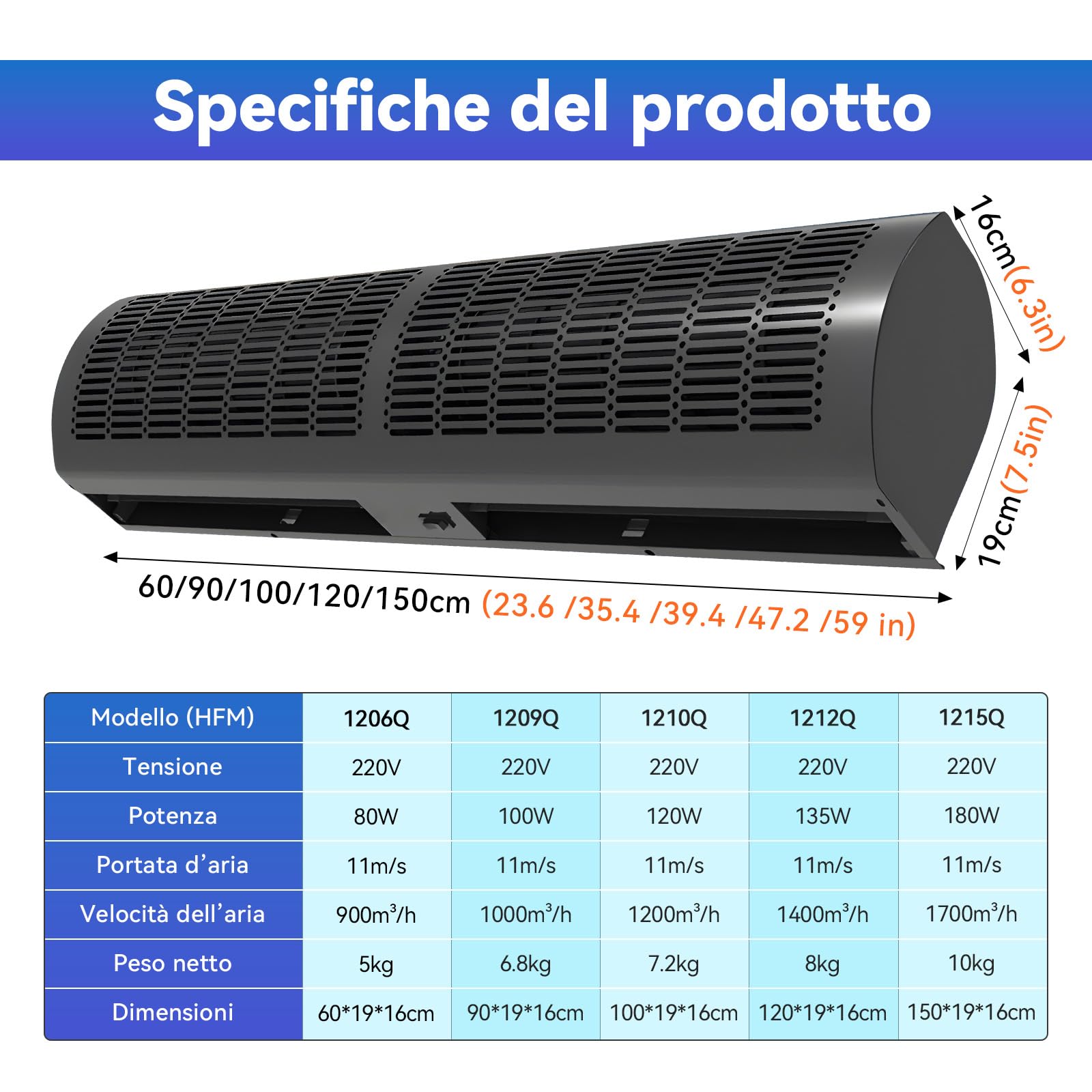 Barriera D'aria, Barriera Aria, Commerciale Barriera Aria a Parete, 2 velocità, Silenzioso, 60/90/100/120cm, Air Barrier per Ingresso in casa, Ristorante, Negozio, Facile da Installare