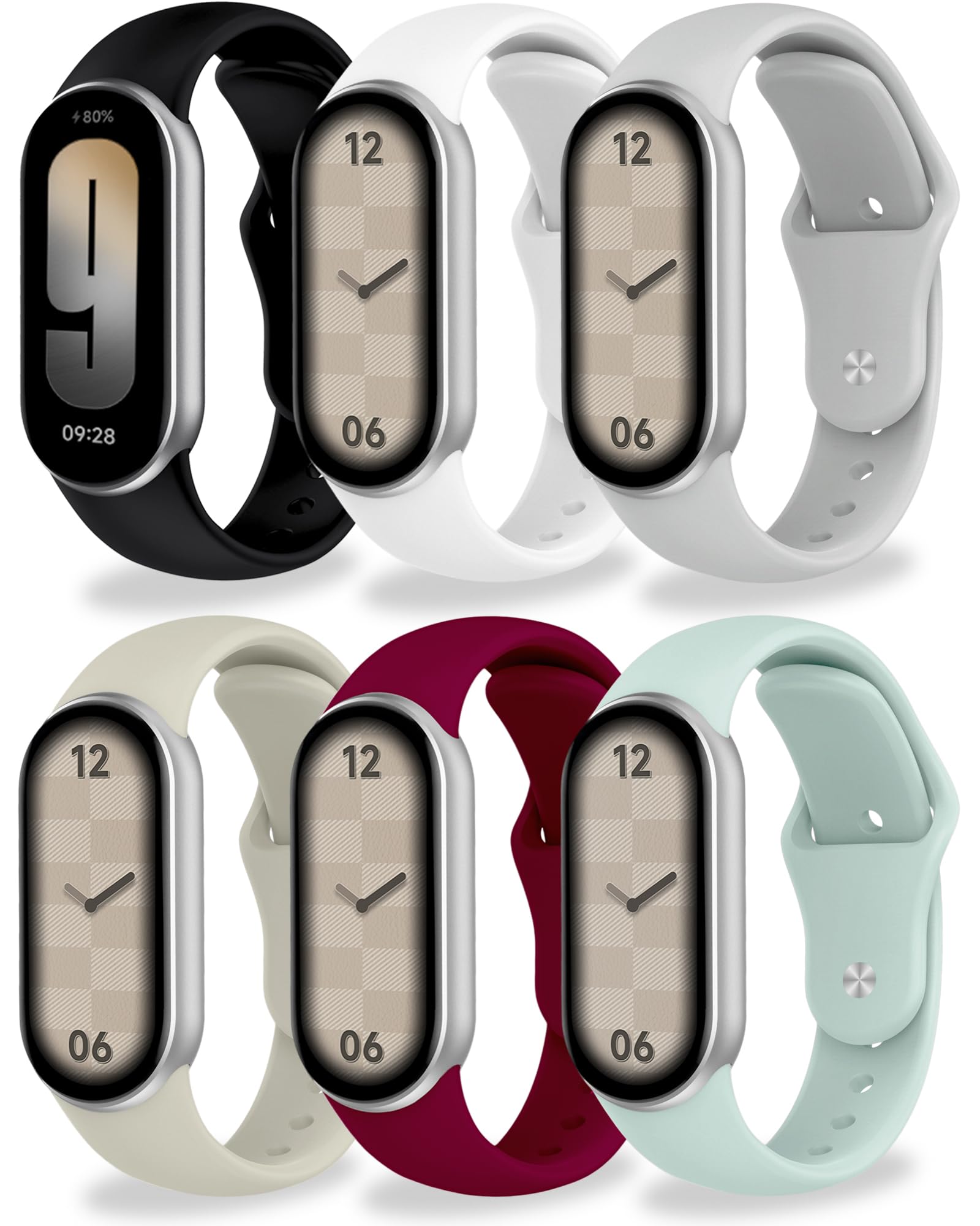 Monuary 3-10 Pezzi Cinturino Compatibili con Xiaomi Smart Band 10/9/8, Bracciale di Sportivi Colorati, con Raccordi Metallici, Morbidi e Traspiranti, Sgancio Rapido