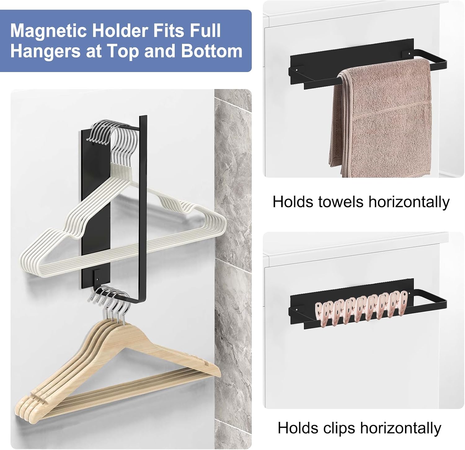 Magnetic Hanger Holder for Laundry Room, 1-Pack, Black