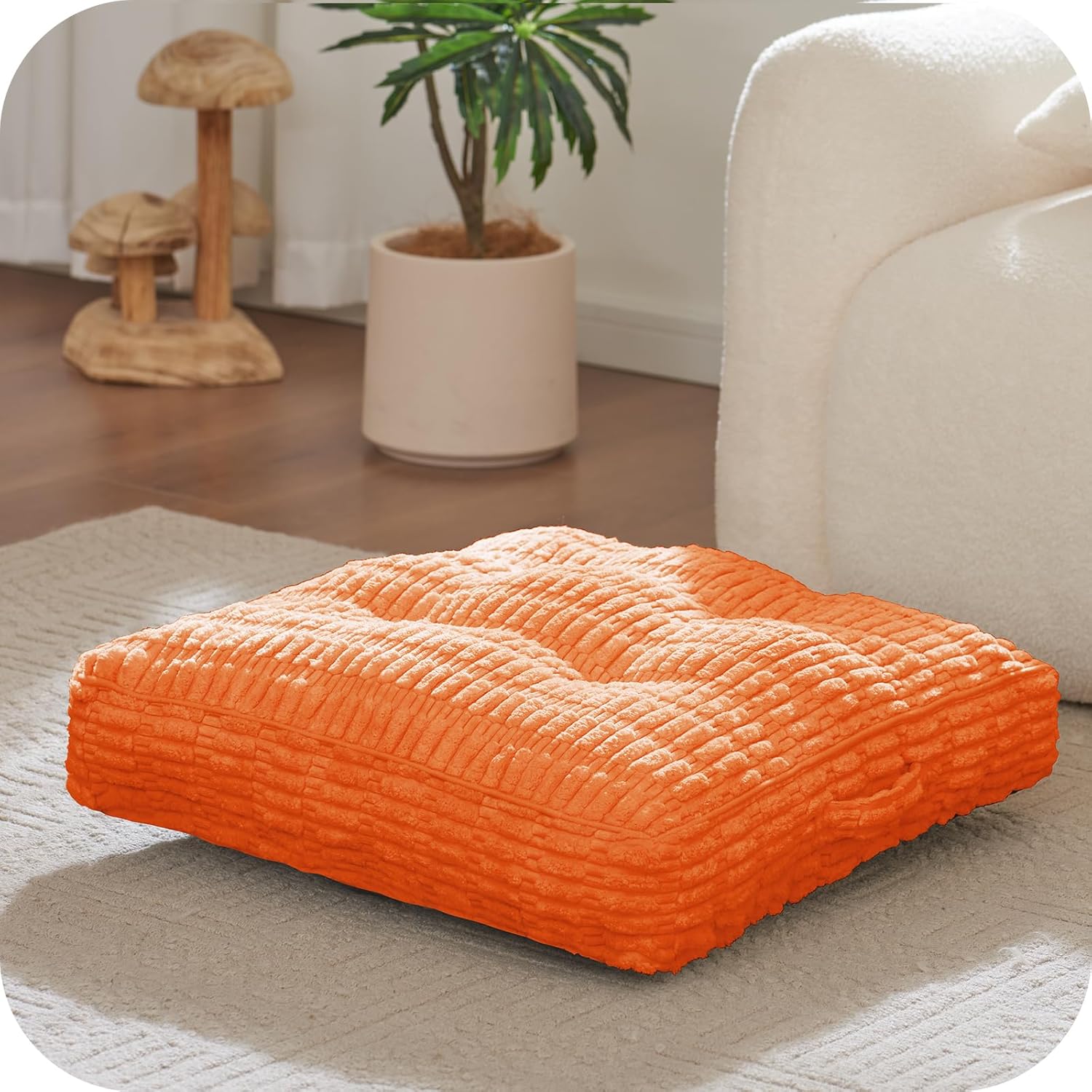 Floor Pillow Cushion for Adults, Meditation Cushion Pillow, Large Square Floor Sitting, for Tatami Living Room or Yoga, 22x22 Inch