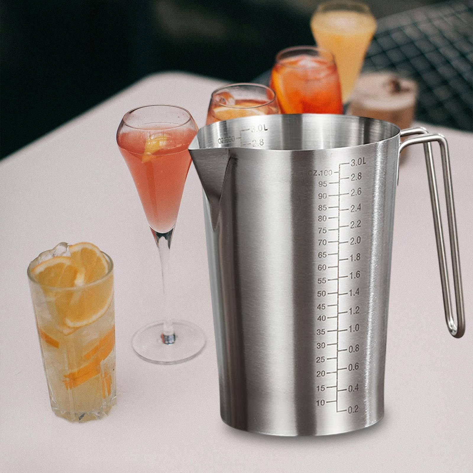 Taza Medidora de Acero Inoxidable, Taza Vertedora para Uso en Fábrica en Restaurantes Y Bares, Jarra Medidora de Líquidos con Escala, 3l, Individual