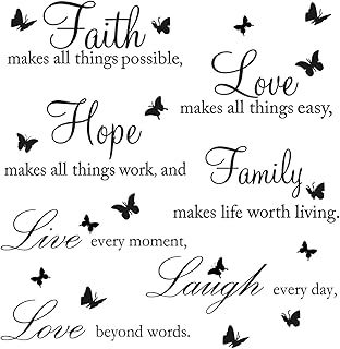 2 Pieces Vinyl Wall Decals Faith Makes All Things Possible Live Laugh Wall Love Decals Wall Stickers Quotes Inspirational ...
