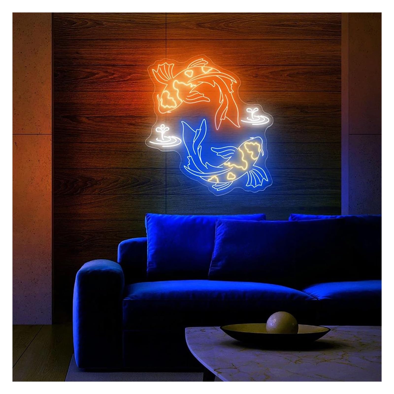 LEMST Signs Lamp Fish Neon Sign USB Powered Adjustable Brightness Two Fish Neon Lights Suitable for Hung On The Door Wall and Balconies(F,81cmx91cm)