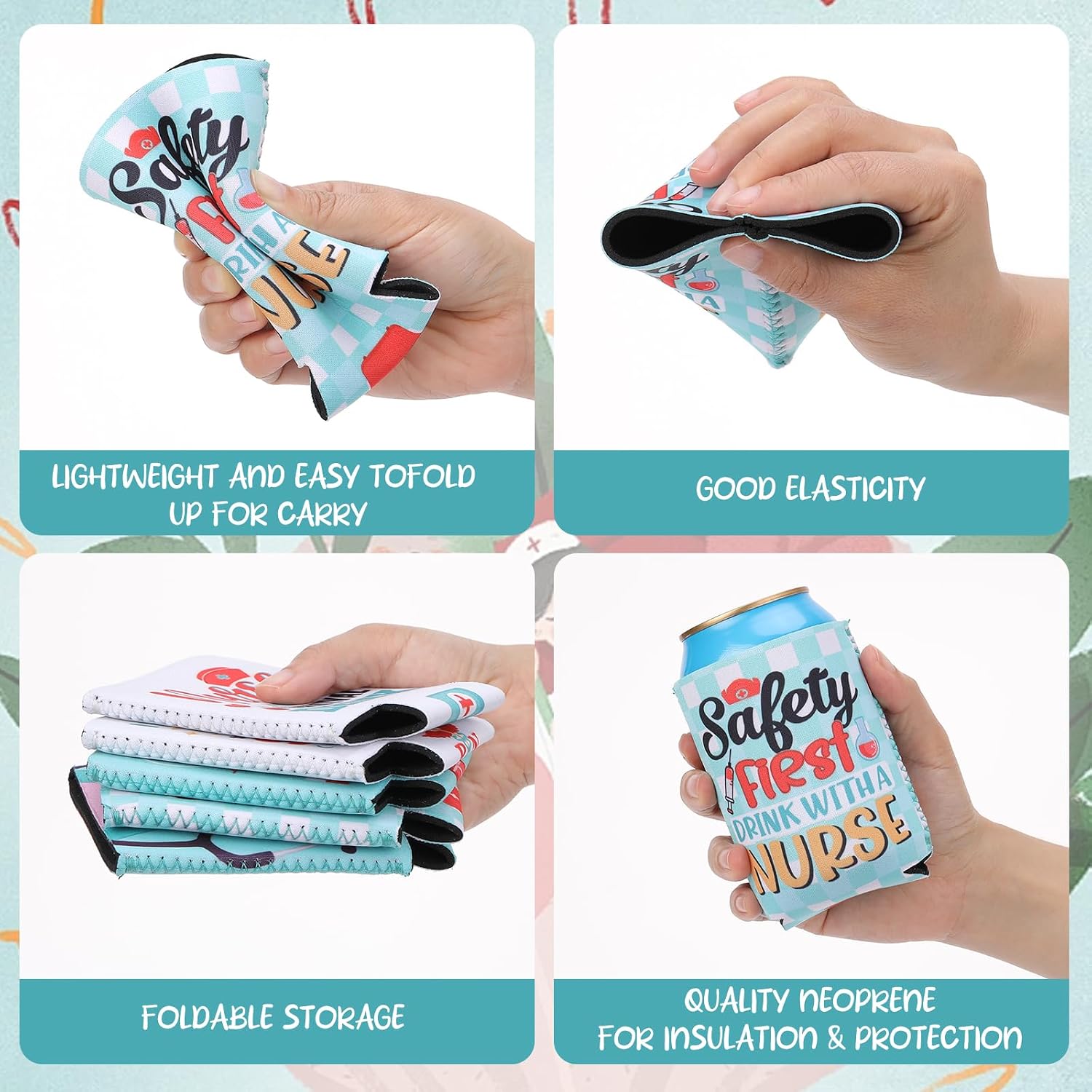 Nurses Week Gifts Bulk 2025-12 Packs Funny Nursing Day Can Coolers Sleeves for Women Men Nurse Appreciation Week Gifts Graduation Rn Themed Party Decorations Supplies Favors image 4