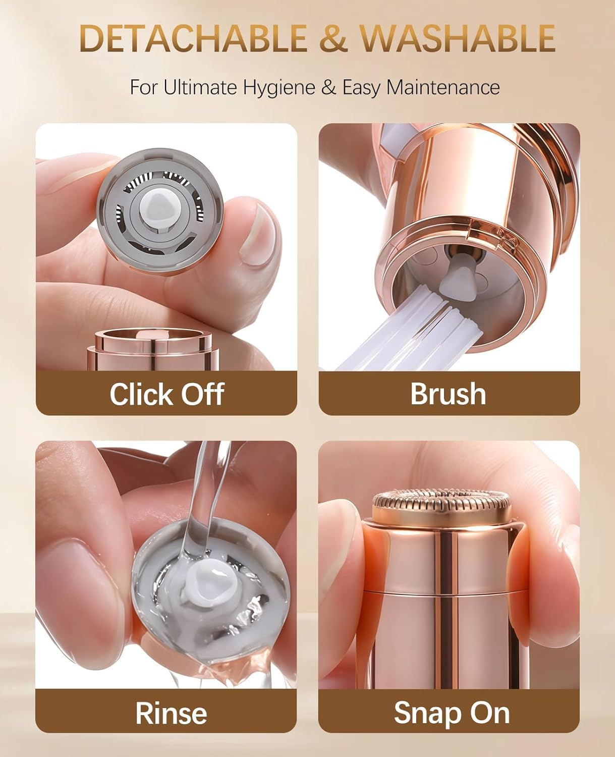 EpilSmooth Epilateur Electrique, USB Rechargeable Avec Lumière LED Intégrée, épilateur Facial Portable 7 en 1 indolore, et Doux pour, le Corps - Solution D'épilation Rapide et Sûre (Rose) - 4