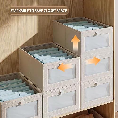 Miniatura 4 de Paquete de 2 contenedores de almacenamiento plegables, organizadores de armario y almacenamiento, contenedores organizadores con ventana,