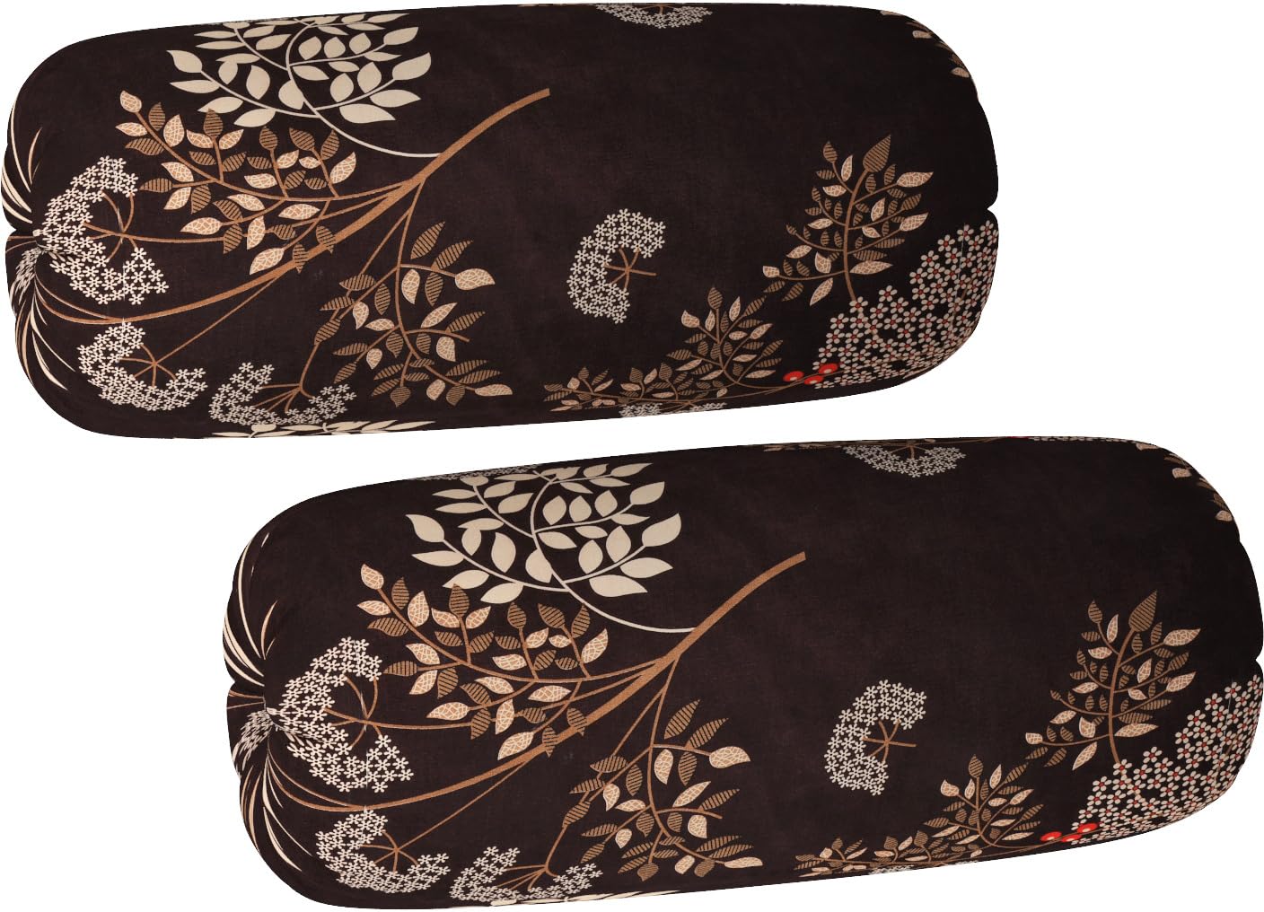 Floral Bolsters Cover (Pack of 2, 40 cm*80 cm, Brown)_BZ_bolster-set2-choco-coffee-image-30